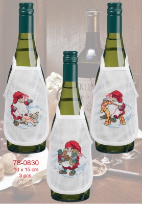 click here to view larger image of Elf Bottle Aprons (3pcs) (counted cross stitch kit)