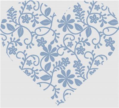 click here to view larger image of Blue Floral Lace Heart (chart)