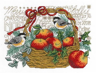click here to view larger image of Apple Basket Chickadees - Diane Arthurs (counted cross stitch kit)