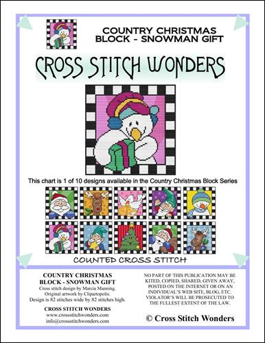 click here to view larger image of Country Christmas Checkered - Snowman Gift (chart)