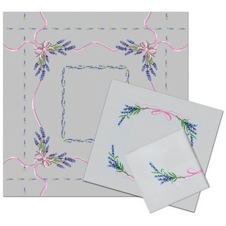 click here to view larger image of Lavender Tablecloth and 2 Napkins (counted cross stitch kit)