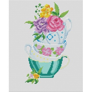 click here to view larger image of Floral Tea Ceremony (counted cross stitch kit)