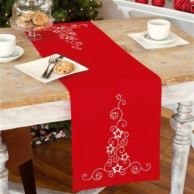 click here to view larger image of White Stars and Swirls Table Runner (counted cross stitch kit)