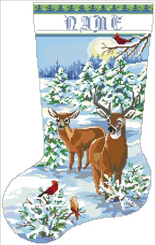 click here to view larger image of Snowy Forest Evening Stocking (chart)