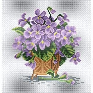 click here to view larger image of Violets in a Basket (counted cross stitch kit)