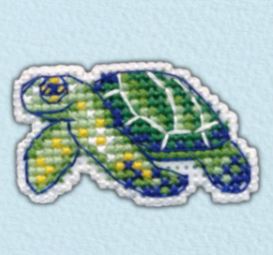 click here to view larger image of Badge - Turtle (counted cross stitch kit)