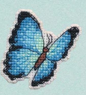 click here to view larger image of Badge - Blue Marpho (counted cross stitch kit)