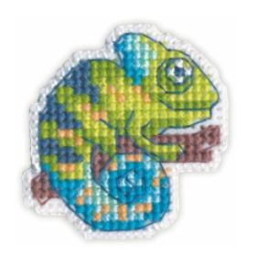 click here to view larger image of Badge - Chameleon (counted cross stitch kit)