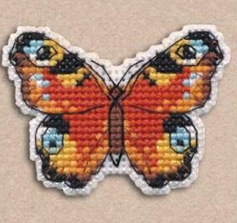 click here to view larger image of Badge - Peacock Butterfly (counted cross stitch kit)