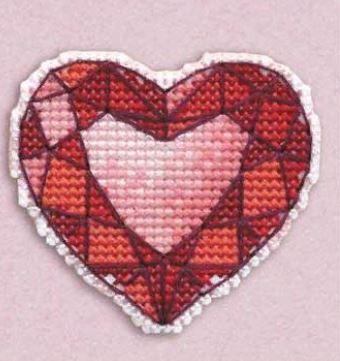 click here to view larger image of Badge - Heart (counted cross stitch kit)