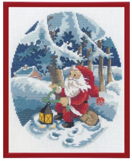 click here to view larger image of Santa Claus with Ribbon Lantern (counted cross stitch kit)