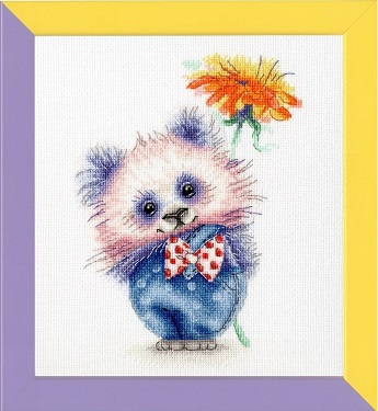 Panda with Flower - click here for more details about counted cross stitch kit