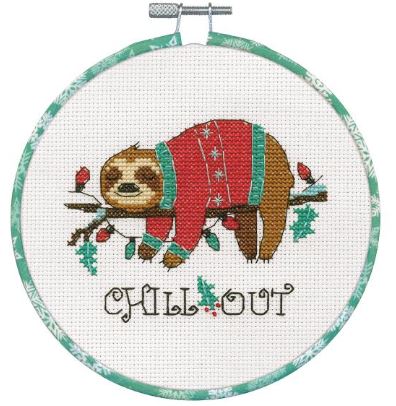 Christmas Sloth - click here for more details about counted cross stitch kit
