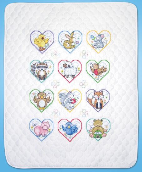 click here to view larger image of Animal Hearts (stamped cross stitch kit)