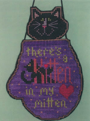 click here to view larger image of Kitten in My Mitten Kit (counted cross stitch kit)