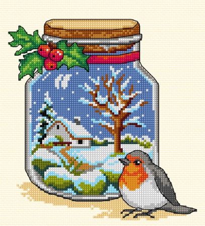 Winter Jar - click here for more details about counted cross stitch kit