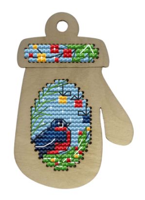click here to view larger image of Christmas Mitten - Bullfinch  (counted cross stitch kit)