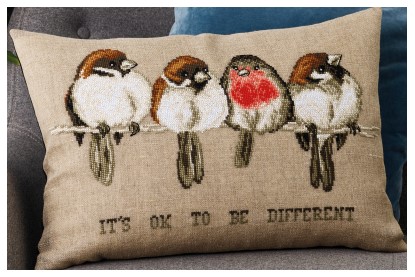 click here to view larger image of It's OK to be Different Bird Cushion (counted cross stitch kit)