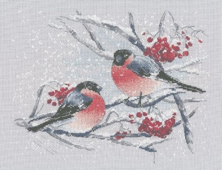 click here to view larger image of Bullfinches on the Mountain Ash (counted cross stitch kit)