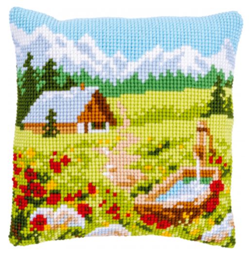 click here to view larger image of Mountain Meadow Cushion (needlepoint kit)