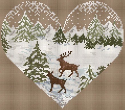 click here to view larger image of Mini - Deux Cerfs KIT - Aida (counted cross stitch kit)