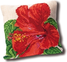 click here to view larger image of Hibiscus Pillow (counted canvas kit)