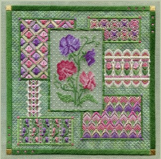 click here to view larger image of Sweet Pea Collage w/Beads (counted canvas chart)