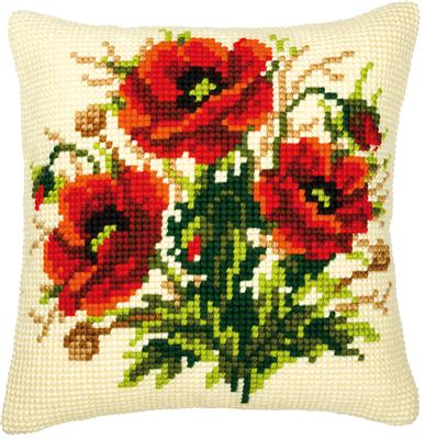 click here to view larger image of Cushion - Poppies (needlepoint)