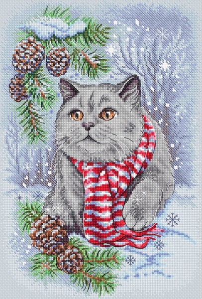 click here to view larger image of Winter Cat (counted cross stitch kit)