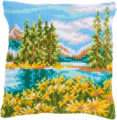 click here to view larger image of Landscape with Lake Cushion (counted cross stitch kit)