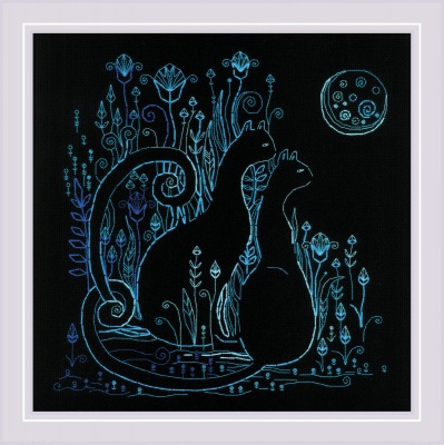 click here to view larger image of Moonlight - Cats (counted cross stitch kit)