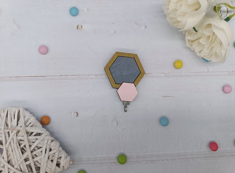 click here to view larger image of Wooden Needle Threader - Pink Hexagon (accessory)