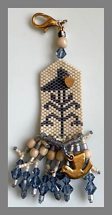 click here to view larger image of Blue Sampler Bird Fob (bead kit)