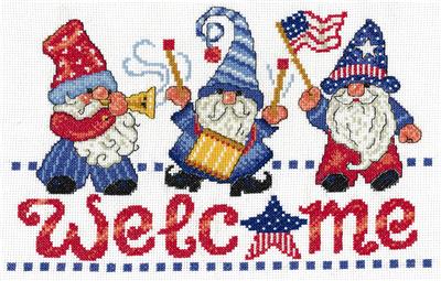 click here to view larger image of Patriotic Gnomes Welcome - Ursula Michael (counted cross stitch kit)