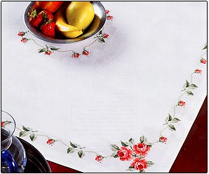 click here to view larger image of Pink Roses Tablecloth (counted cross stitch kit)