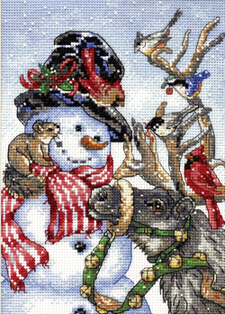 click here to view larger image of Snowman & Reindeer (counted cross stitch kit)