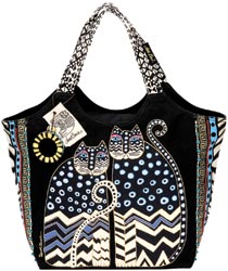 click here to view larger image of Spotted Cats -  Large Scoop Tote w/Zipper Top  (accessory)