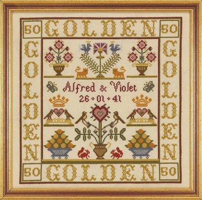 click here to view larger image of Golden Anniversary (Kit) - 32ct Linen (counted cross stitch kit)