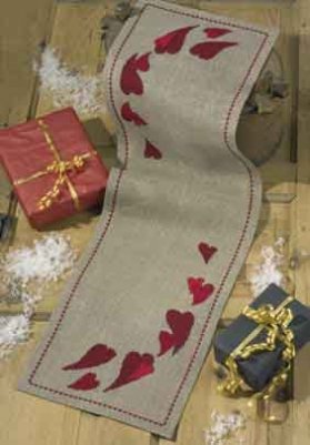 click here to view larger image of Christmas Hearts Tablerunner (counted cross stitch kit)