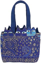 click here to view larger image of Tres Gatos Medium Tote Zipper Top - Blue/Gold (accessory)