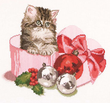 click here to view larger image of Christmas Kitten (counted cross stitch kit)