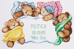 click here to view larger image of Down For A Nap Birth Announcement (counted cross stitch kit)