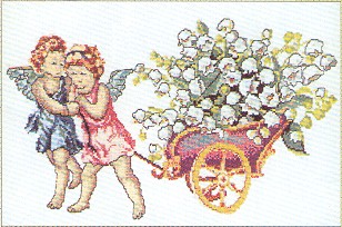 click here to view larger image of Cherubs Pulling Cart (counted cross stitch kit)