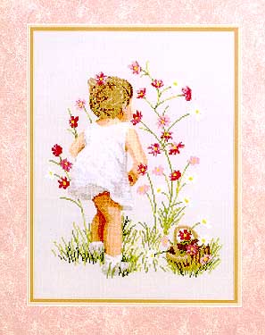 click here to view larger image of Girl with Cosmos (counted cross stitch kit)