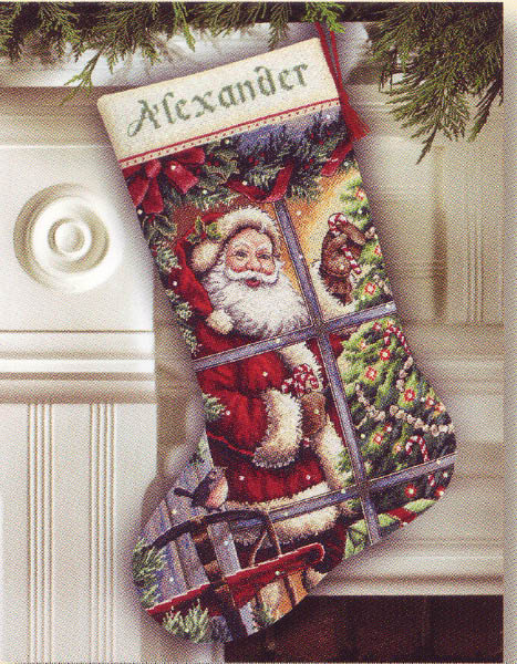 click here to view larger image of Candy Cane Santa Stocking (counted cross stitch kit)