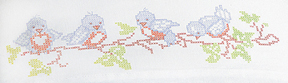 click here to view larger image of Birds On A Branch Pillowcases (2) (stamped cross stitch kit)